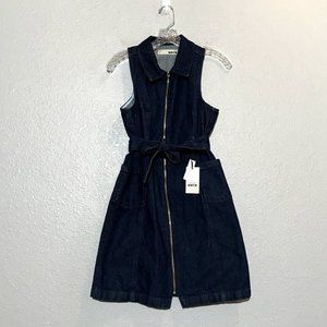 NWT Topshop Moto Denim Zip Up Belted Dress